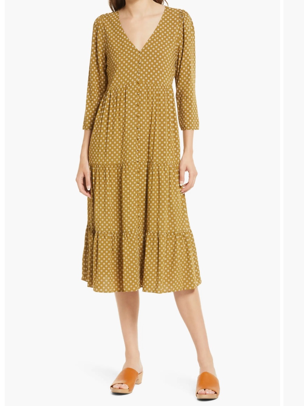 Madewell Daises Forever V-Neck Tiered Button Down Dress
